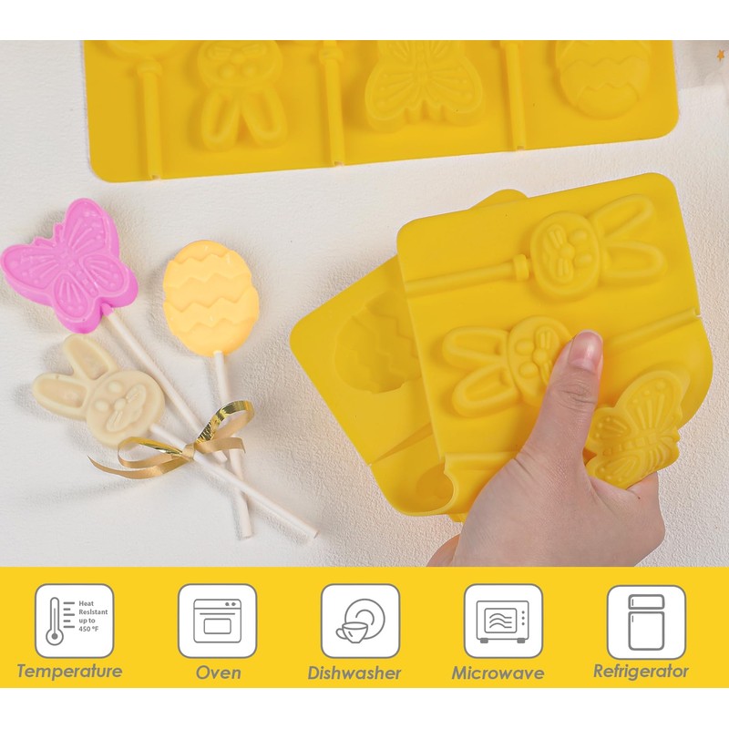 Kamehame Easter Lollipop Molds, Silicone Bunny Egg Butterfly Lollipop Molds