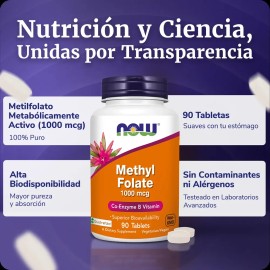 Metilfolato Activo | Alta Absorción | 90 Tabletas