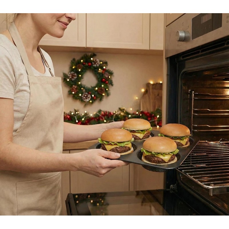 HOMOMSAE Large Hamburger Bun Pan, 5 Inch Perforated Commercial Non-Stick