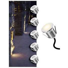 MALORY Recessed LED Deck Light 6Pack, 3W 4000K12V Low Voltage Landscape Lighting, Outdoor Step Stair Lights, Full 304 Stainless Steel Deck Lighting for Outside Floor Yard (SG06, 6-Pack 4000K)