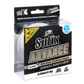 Sufix Advance Monofilament Fishing Reel, 150 Metres, Transparent, 0.35 mm - 150 MT-11.3 kg