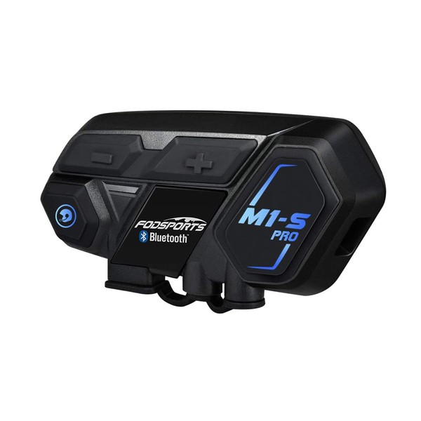 FODSPORTS Motorcycle Intercom M1-S Simultaneous Calls Between 8 Persons, Bluetooth 4.1, Strong Compatibility, Multi-Device Connection, Full Duplex Intercom, 10 Hours of Continuous Use, Water Resistant, Max. Range 2187 yard (2000m), Noise Cancellation, Hi