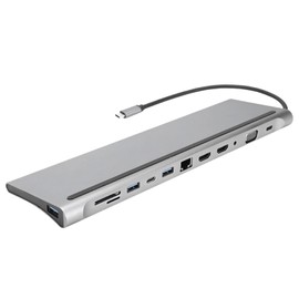HUB USB C 3.0, 12en1 Adaptador USB C a HDMI 4K, Estación De Acoplamiento USB,Monitor Dual Adaptador Universal Docking Station con USB3.0, USB2.0, 4K  