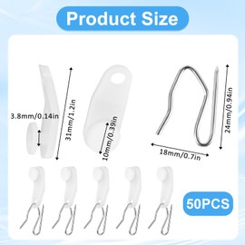 50 Sets Curtain Track Hooks, Traverse Rod Slides White Plastic Curtain Slider Rail Glider Drapery Hook Traverse Curtains Rod Track Hooks Shower Window Door Curtains Accessories