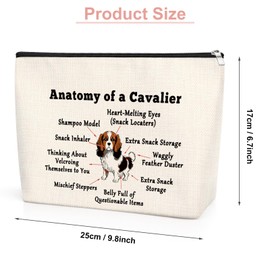 Cavalier Mom Gifts for Christmas Cosmetics Pouch Cavalier King Charles Spaniel Lover Presents for Friend Sister Girl Colleague Birthday Graduation Gifts for Women Dog Mum Daughter Travel Makeup Bag