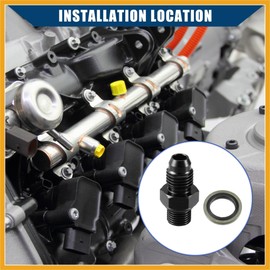 Partuto Fuel Fitting with Washer/Inner Fuel Line Male Flare Adapter for Car/Durable Aluminum Alloy Metric M10x1.0 to 4AN Male Flare Adapter / 1 Set Black Replacement