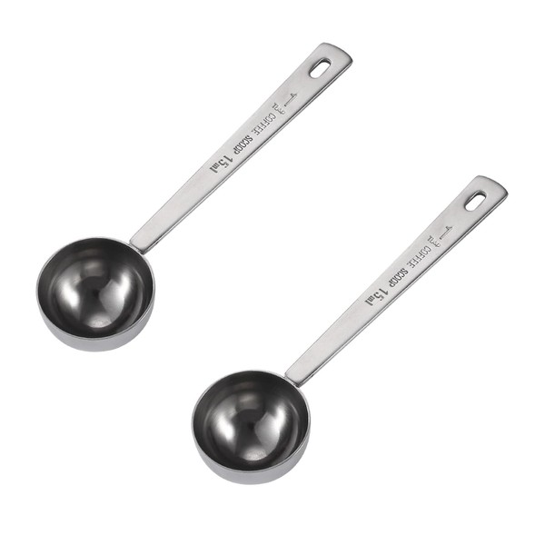 2 Stück Esslöffel-Messlöffel, Esslöffel mit langem Griff, 15 ml Edelstahl-Kaffee-Messlöffel,