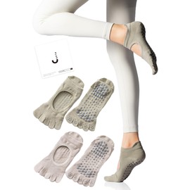 Genma Plus [Current Instructor Supervision x Domestic Inspection Completed] Pilates Socks Non-Slip 5-Toe Women's Yoga Socks Non-Slip Socks Socks Yoga Grip Socks Pilates Dance 2-Pair Set Spring Summer