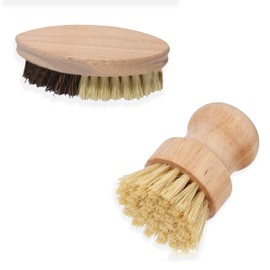 Wooden Vegetable Brush, Pack of 2 Mushroom Brush, Palm Brush Made of Beech Wood, Cup Brush, Dishwashing Brush, Mushroom Brush, Potato Brush for Kitchen Sink