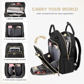 LOVEVOOK 14" Laptop Backpack for Women, Water Resistant Travel Work Backpacks Purse with Laptop Compartment Stylish College Bookbag Business Teacher Nurse Computer Bag