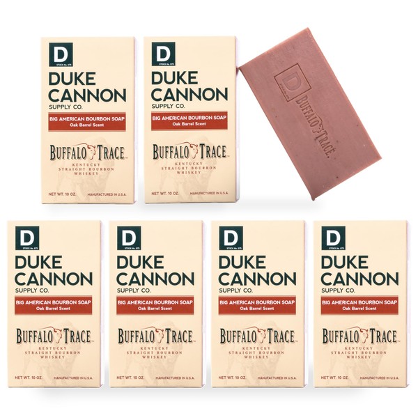 Duke Cannon Supply Co. Big Brick of Soap Bar for Men Big American Bourbon Made w/Buffalo Trace (Charred Oak Barrel Scent) Multi-Pack - Superior Grade, Extra Large, All Skin Types, 10 oz (6 Pack)