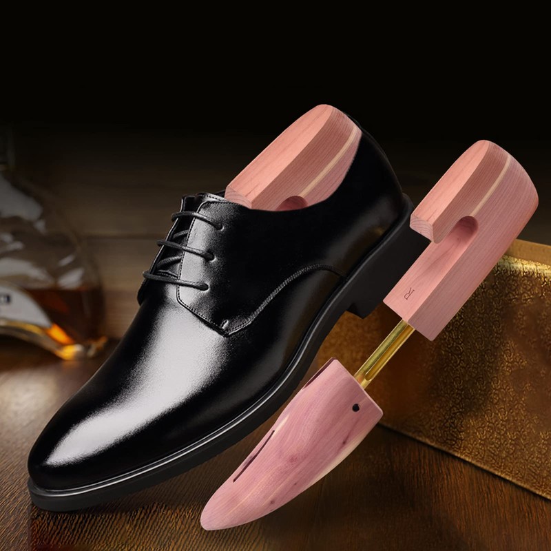 tongzaner Cedar Shoe Tree for Men, Adjustable Wooden Shoe Stretcher