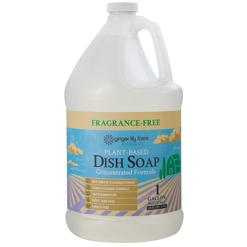 Ginger Lily Farms Botanicals Plant-Based Liquid Dish Soap, Concentrated Formula