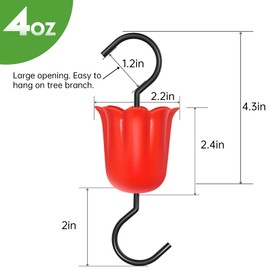 GlaRid Large Ant Moat for Hummingbird Feeders, 4 Pack Red Flower Shape Hummingbird Feeder Ant Moat with 4 Brushes, Sturdy and Leakproof