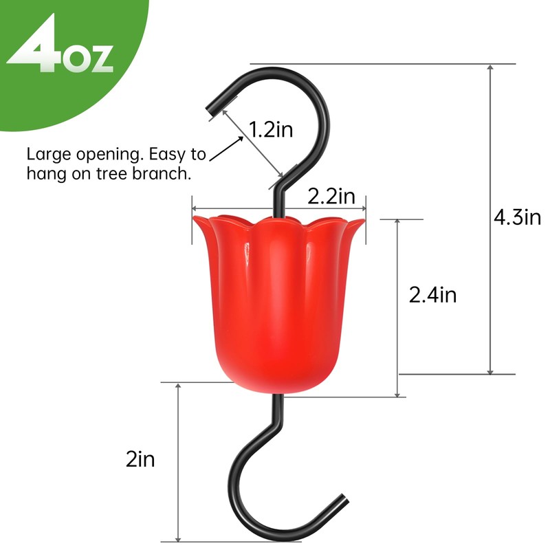 GlaRid Large Ant Moat for Hummingbird Feeders, 4 Pack Red
