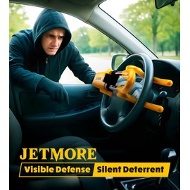 JETMORE Steering Wheel Lock, Anti Theft Car Device with Adjustable Design, Car Lock in Compatibility, Car Wheel Lock with Reinforced Steel, Car Anti Theft Device with Tamper-Proof Bolts