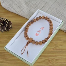 京都あさひ屋 Japanese Cedar Rare Yakusugi Wood Bracelet Unisex Rosary Prayer Beads Handmade in Kyoto UDA65 (8mm)