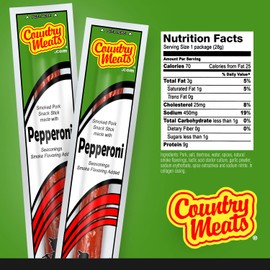 Country Meats, Meat Sticks, 0 Trans Fat, USDA Certified, Good Source of Protein, Carb Conscious Snack (10 Meat Sticks, Pepperoni)