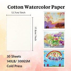 Watercolor Paper Bulk 140lb/300gsm 5x7 inches 30 Sheets Painting Paper Art Supplies for Adults Sketch Pad Water Color Paper Back to School Gifts for Students Back to School Stuff First Day of School