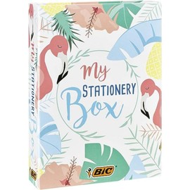 BIC My Stationery Box - 28 writing instruments, 10 markers, 6 ballpoint pens, 4 highlighters, 1 correction roller, 5 permanent markers, 2 sticky notes pads and a notepad in DIN A5 - white