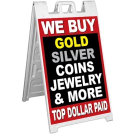 Signicade A-Frame Sign Sidewalk Sign - WE Buy Gold Coins Silver Jewelry More kb
