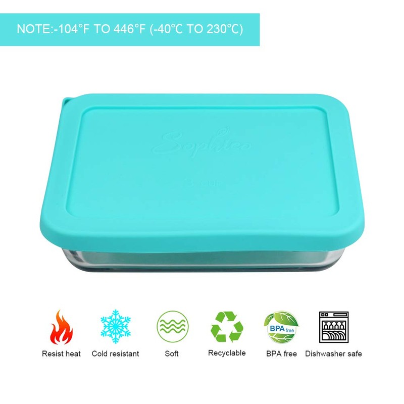 Sophico 3 Cup Rectangle Silicone Storage Cover Lids Replacement for