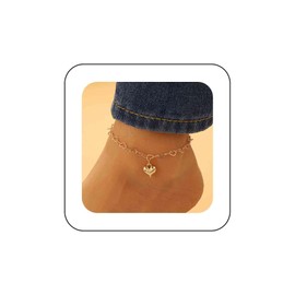 Aneneiceera Boho Layered Flower Anklet Bracelet Gold Tiny Rhinestone Satellite Chain Flora Pendant Ankle Chain O Paper Clip Chain Anklet Hawaiian Beach Flower Foot Chain Women