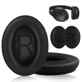 Replacement Ear Pads for Bose Quiet Comfort 35 Ear Cushion Kit Compatible with Bose QC 35/35 II Headphones Made of Protein Leather Memory Foam (Black)