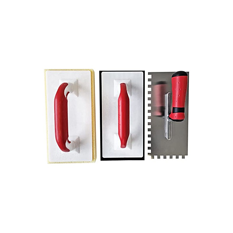 Tile Set 3-Piece with Smoothing Trowel Rustproof Teeth 6 x