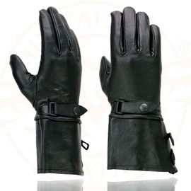 Milwaukee Leather SH264 Men's Black Leather Thermal Lined Gauntlet Gloves (Black, Large)
