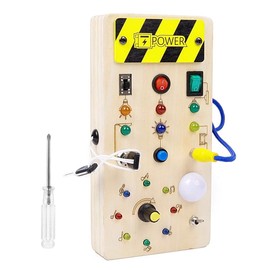 Namvo Montessori Busy Board 1-Year-Old Babies Activity Board Wooden playthings with 8 LED Light Switch playthings Sensory Learning playthings Suitable for 1 2 3 4 Year-Old Babies