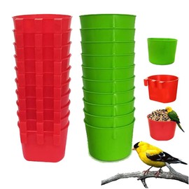 20Pcs Cage Cup Bird Cage Feeder Chicken Feeding Bowl Chicken Water Cups Hanging for Cage Chicken feeders Water Cups Hanging for Treats Grit Gamefowl Parrot Parakeet Poultry(Red+Green)