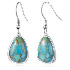 Phyonio Turquoise Earrings for Women，Sterling Silver Turquoise Drop Dangle Earrings，Boho Western Blue Dangling Turquoise Jewelry Birthday Gifts for Women