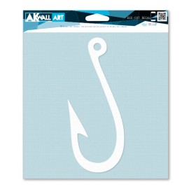 AK Stickers Fish Hook Fishing - Vinyl Decal Outdoor Weatherproof - White, (A) X-Small: 3"