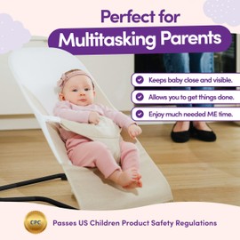 ComfyBumpy Ergonomic Baby Bouncer Seat - Safe, Portable Bouncing Chair with Adjustable Height Positions - Infant Sleeper Bouncy Seat Perfect for Newborn Babies (Oatmeal)