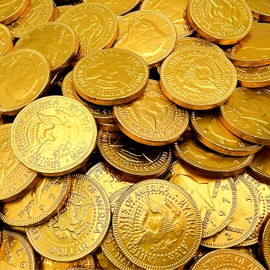 Chocolate Coins - 1 Pound Pack - 80 Count - Chocolate Gold Coins Candies for Goodie Bags and Party Favors - Individually Wrapped Gold Candy Treats