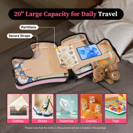 Pink Portable Children's Travel Thickening Trolley Case Kids Luggage 25*55cm NEW