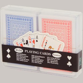 Générique Premium Card Game, 2 Red and Blue Packs, 56 Cards Including 3 Jokers per Pack with Protective Case, Ideal for Poker