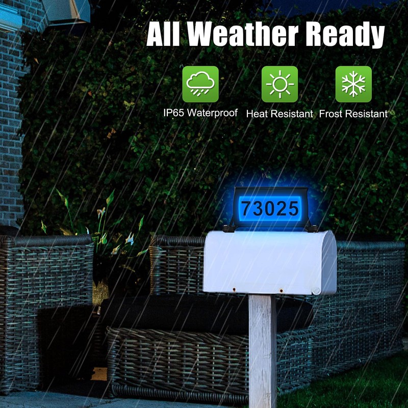 Solar Backlit Address Sign for Mailbox, RGBW House Number Plaque