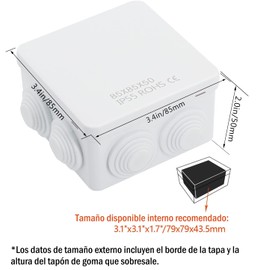 Hekyip Caja de conexiones, plástico ABS IP65 a prueba de agua y polvo, caja eléctrica universal, caja de proyectos para exteriores e interiores (85mm x 85mm x 50mm)