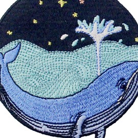 Whale In The Sea Embroidered Iron On Sew On Patch