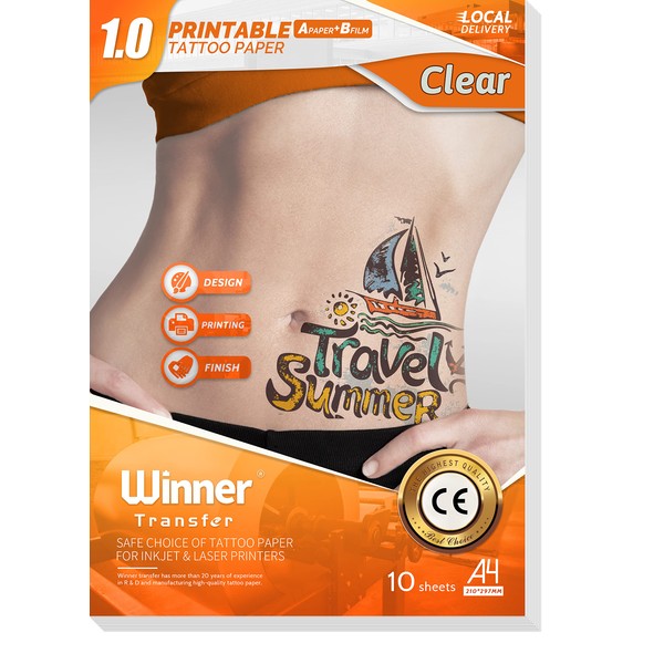 WinnerTransfer Perfecto para fiesta,Papel de transferencia de tatuaje temporal¡Imprimible personalizado!