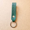 Handmade, Hand-Dyed, and Hand-Stamped Veg Tan Leather Keychain (Green)
