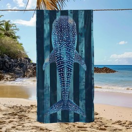 KuphiL10C Ocean Whale Shark Stripes Lightweight Quick Dry Microfiber Towel Blanket for Beach Pool Gym Swimming Bath, Travel Vacation Beach Essentials for Kids Adults Man Women-30x59