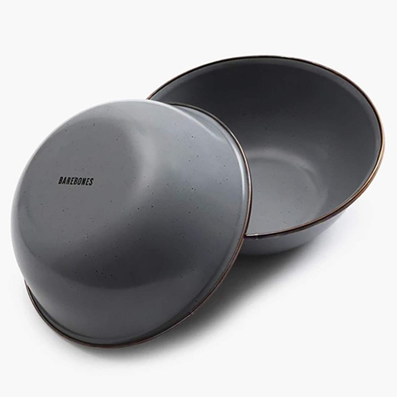 BAREBONES Enamel Bowl Set of 2, Stone Gray