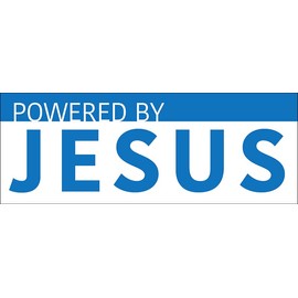 Blue Powered by Jesus Sticker (Christian Vinyl Decals, Faith in God Vinyl Decals for Cars, Trucks, and Laptops (3 x 8 inch)