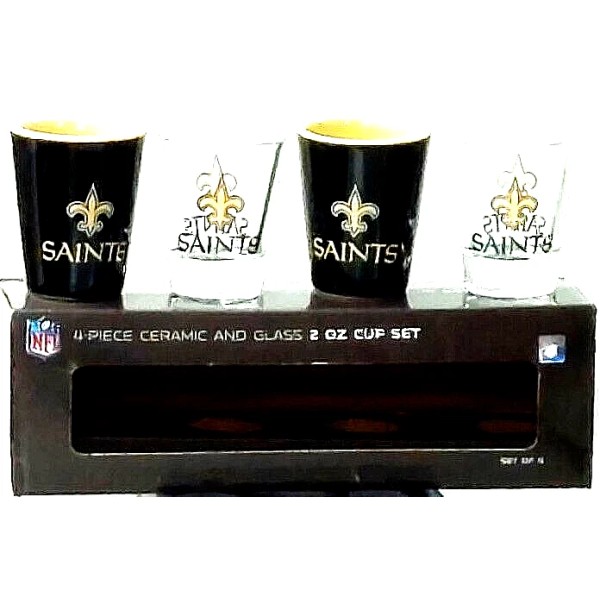 Evergreen New Orleans Saints 4-piece ceramic and glass 2 ounce