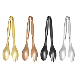 Rifuli Stainless Steel Salad Tongs BBQ Kitchen Cooking Food Serving Bar Utensil (Black, One Size)