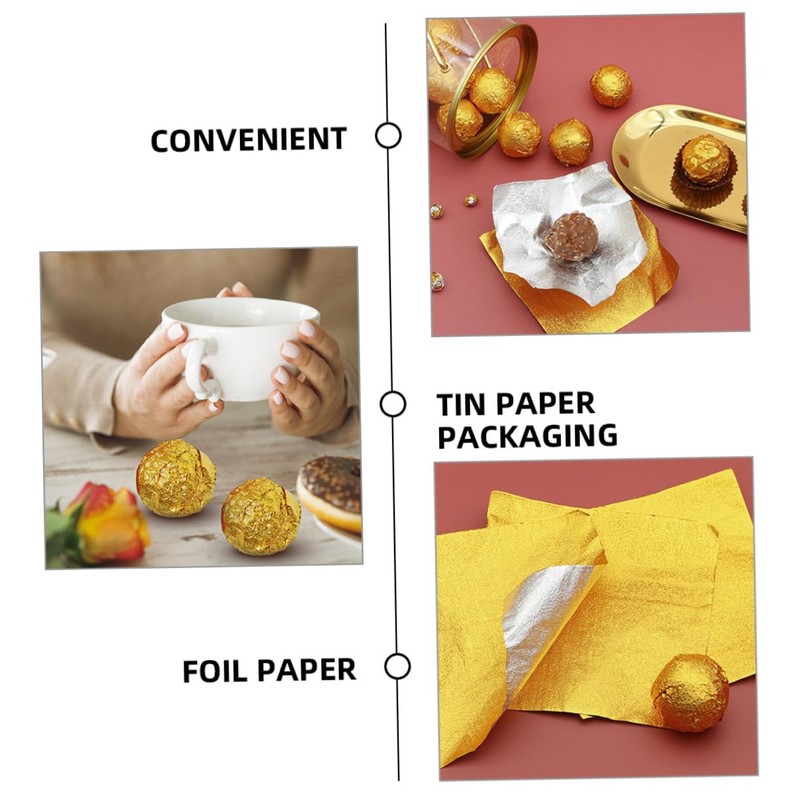 KICHOUSE 200pcs Candy Foil Wrappers Reusable Aluminum Foil Sheets Sealing