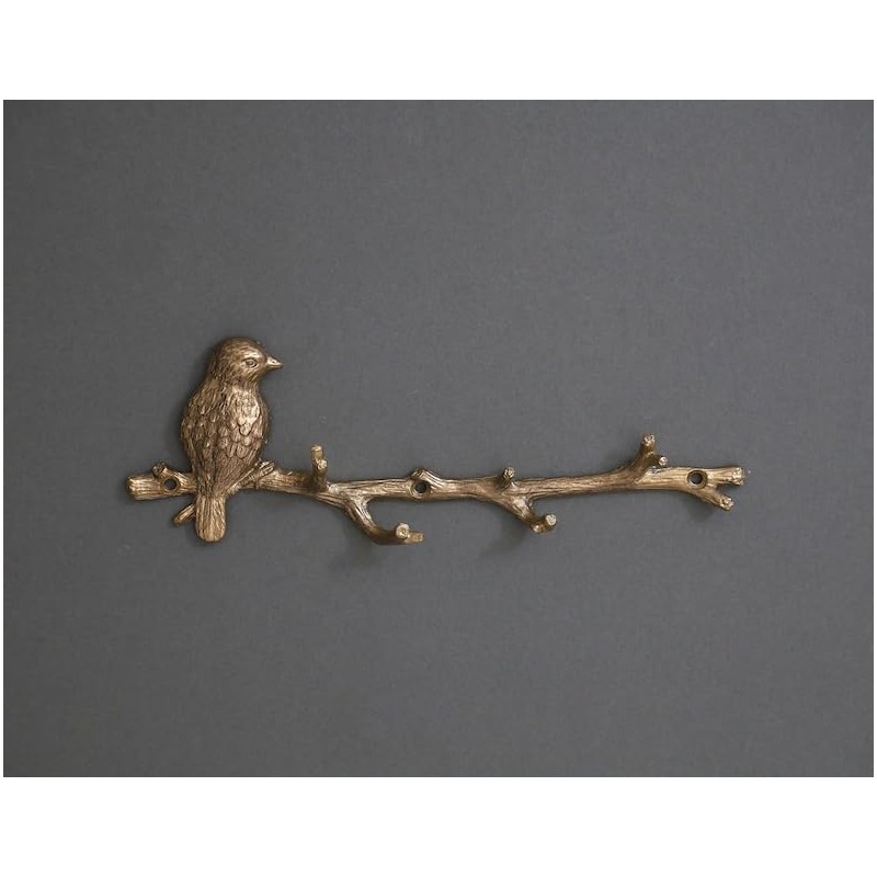 Fyne-Finds Metal Gold Bird on Branch 6 Hooks Coat Key